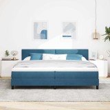 Cumpara ieftin Pat cu arcuri cu headboard Albastru inchis 200 x 200 cm Catifea
