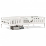 VidaXL Cadru de pat, alb, 90x190 cm, lemn masiv de pin