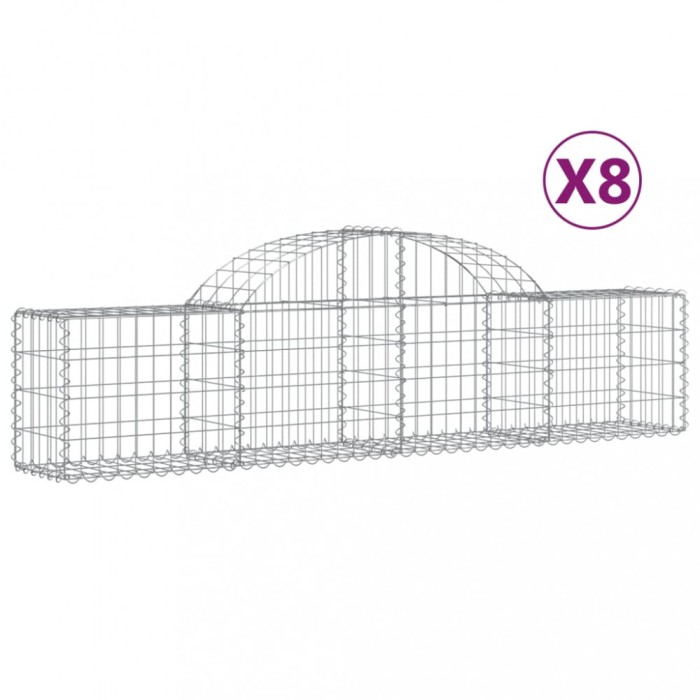 Cosuri gabion arcuite 8 buc, 200x30x40/60 cm, fier galvanizat