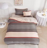 Cumpara ieftin Lenjerie Pat Bumbac 4 Piese cu Elastic, Maro Roz, Single - Husa Pilota 200x155, Cearceaf 200x140, 2 Fete Perna 55x75