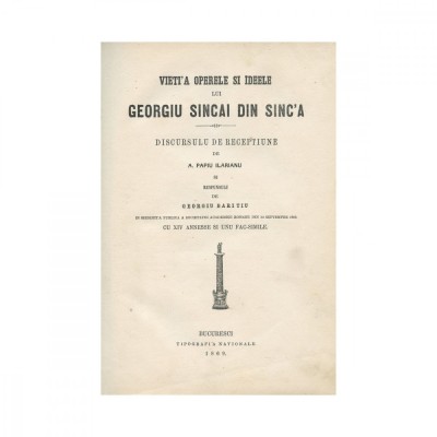 A. Papiu-Ilarian, Viața operele și ideile lui Gheorghe Șincai, 1869 foto