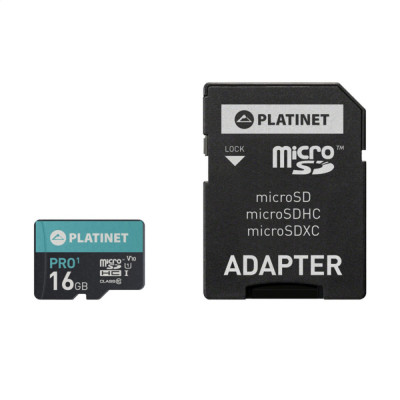 Card microSDHC 16 Gb UHS-I 70MB S Platinet Pro 44000 , clasa 10, cu adaptor SD foto