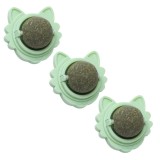 Set 3 Jucarii pentru Pisicute, Minge Rotativa 360&deg; din Iarba Catnip, 5.5 cm, Verde