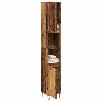 vidaXL Dulap de baie, lemn vechi, 30x30x190 cm, lemn prelucrat 857199 foto