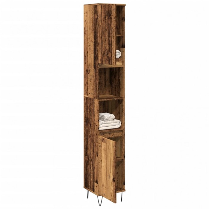 vidaXL Dulap de baie, lemn vechi, 30x30x190 cm, lemn prelucrat 857199