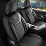 Set Huse Scaune Auto Panda Prestige, Negru-Gri, 11 piese Automobile ProTravel