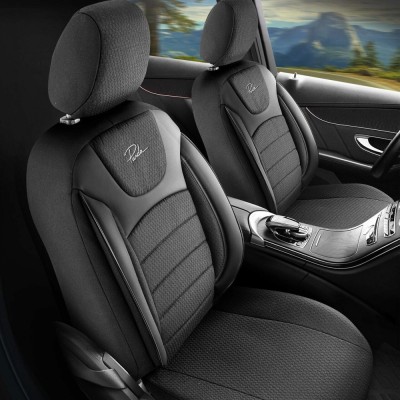 Set Huse Scaune Auto Panda Prestige, Negru-Gri, 11 piese Automobile ProTravel foto