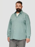 Camasa barbati big sizes, cu maneca lunga si imprimeu floral, Slim Fit, Verde deschis, 2XL