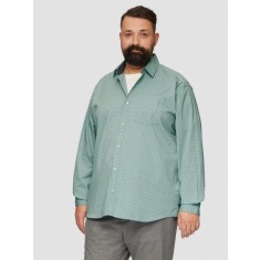 Camasa barbati big sizes, cu maneca lunga si imprimeu floral, Slim Fit, Verde deschis, 2XL