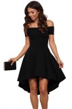 B516-1 Rochie skater asimetrica de cocktail cu decolteu bardot, XXL