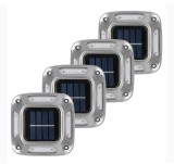 Lampa solara LED pentru gradina eMazing, 8 LED-uri, prindere de perete sau impamantare, IP65, forma patrat, material ABS si Policarbonat, 9 x 9 cm, ba