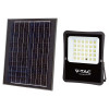 Proiector LED V-tac cu incarcare solara, 20W, lumina rece, 6400K, telecomanda