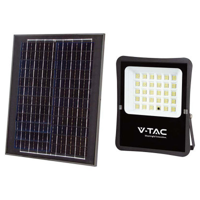 Proiector LED V-tac cu incarcare solara, 20W, lumina rece, 6400K, telecomanda foto