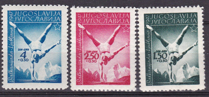 Iugoslavia 1947 sport jocurile balcanice MI 524-26 MNH