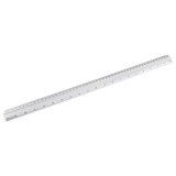 Cumpara ieftin Rigla argintie 50 cm, din aluminiu, scala gradata cm si inch, accesoriu pentru masurare precisa, trasare, desen, croitorie, atelier, scoala si uz prof
