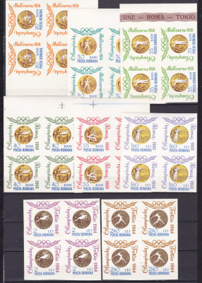 1964 LP 596 a MEDALII OLIMPICE NEDANTELAT BLOCURI DE 4 TIMBRE NEDANTELATE MNH foto