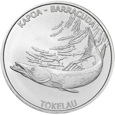 Tokelau 2017 - 5 dolari - Kapoa - Barracuda - Monedă de argint de 1 OZ foto
