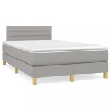 Cumpara ieftin Pat box spring cu saltea, gri deschis, 120x200 cm, textil