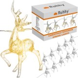Instalatie luminoasa de Craciun cu reni LED, alb cald, pe baterii