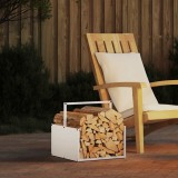 Suport Lemne Foc vidaXL Alb 40x40x40 cm Otel Laminat la Rece Depozitare Interior Exterior Capacitate 100kg