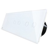 Intrerupator Livolo Touch 2 Module, Sticla Alba, LED, Montaj Incastrat, 250V 5A