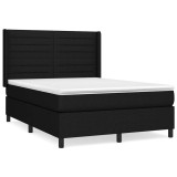 Cumpara ieftin Pat box spring cu saltea, negru, 140x200 cm, textil