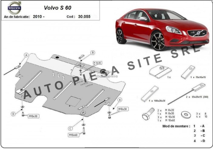 Scut metalic motor Volvo S60 fabricat incepand cu 2010 APS-30,055