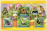 Timbre Mali 2022, Fluturi, Set Complet Colita + Bloc, Straine Dupa 1950