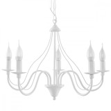 Candelabru Minerwa Alb Din Oțel Cu 5 Becuri Neregulate Modern De Interior