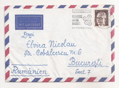 FD21- Plic Circulat international Germania-Romania, 1973, include corespondenta foto