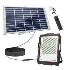 Proiector LED premium cu panou solar si senzor miscare, 100W, 82 LED, telecomanda