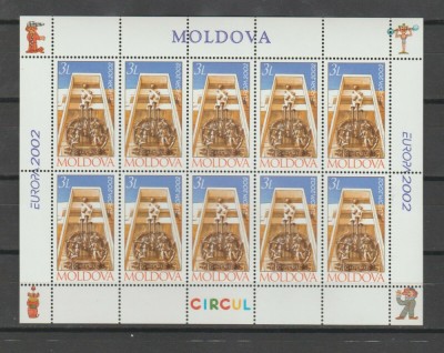 MOLDOVA 2002 EMISIUNEA EUROPA , BLOC DE10 TIMBRE NESTAMPILATE foto
