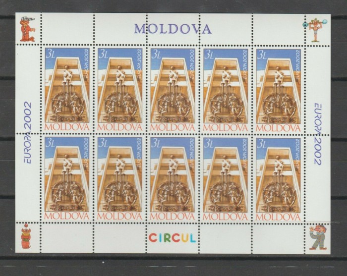 MOLDOVA 2002 EMISIUNEA EUROPA , BLOC DE10 TIMBRE NESTAMPILATE