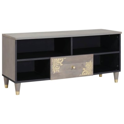 vidaXL Cabinet TV Gri și Aur 100 x 33.5 x 46 cm Lemn masiv de mango 4018788 foto