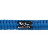 Bratara de supravietuire personalizata cu textul tau . tip army. 5 in 1. paracord. busola . fluier. cutit. cremene. albastru