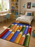 Cumpara ieftin Covor Camera Copii Creioane 1358, Marime 100 x 160 cm, Multicolor, Antialergic, Polipropilena, Gradinita, Cresa, Loc de Joaca