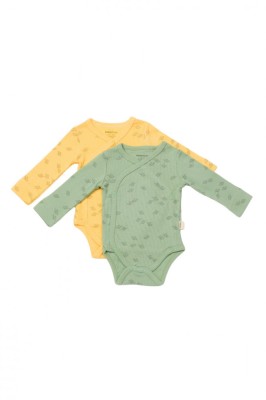 Set 2 body-uri petrecute Printed, BabyCosy, 50% modal+50% bumbac, Lamaie/Verde (Marime: 0-3 Luni) foto