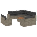 Cumpara ieftin Set canapea de gradina cu perne, 12 piese, gri, poliratan