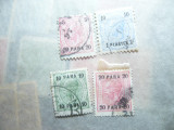 4 Timbre Austria posta in Levant - Fr.Josef , 1890 1pi/10h ,20para/5h ,1900 20pa, Stampilat