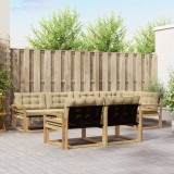 vidaXL Set de canapele de exterior cu pernă 7 pcs Alb și Bej 3388783