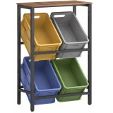 Suport SONGMICS pentru 4 lazi, 2 niveluri, cadru metalic, maro rustic