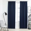 Draperii opace cu c&acirc;rlige, 2 buc., albastru, 140 x 225 cm