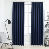 Draperii opace cu c&acirc;rlige, 2 buc., albastru, 140 x 225 cm