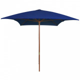 Umbrelă de soare, exterior, st&acirc;lp lemn, albastru, 200x300 cm, vidaXL