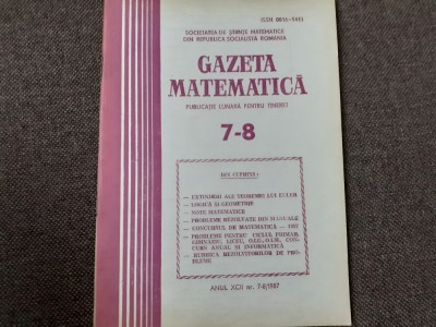 GAZETA MATEMATICA NR 7-8 /1987 foto