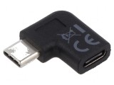 Adaptor USB 3.0 USB C Mufă Unghiată Neagră, Goobay