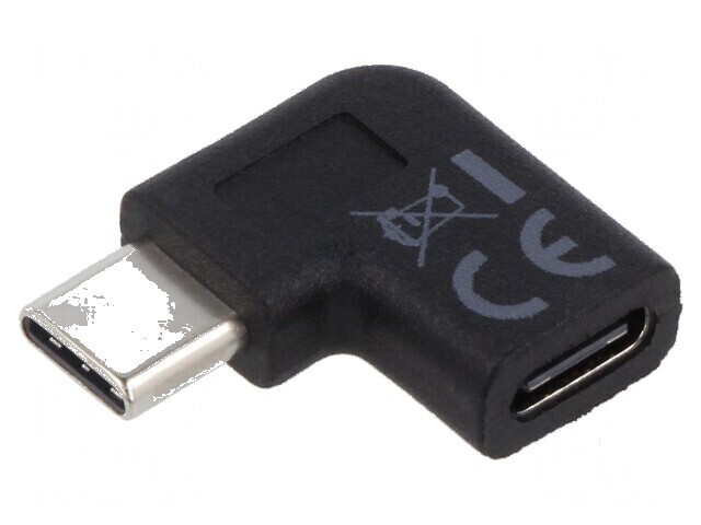 Adaptor USB 3.0 USB C Mufă Unghiată Neagră