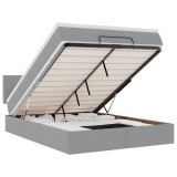 Cumpara ieftin Pat otoman cu saltea si LED-uri tesatura gri deschis 140x190 cm