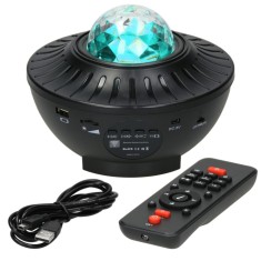 Proiector lumini LED Galaxie stele multicolore, FOXMAG24&reg;, cu telecomanda, port USB si bluetooth pentru muzica, Negru