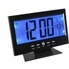Ceas Digital Electronic cu Senzor Acustic, Alarmă și Termometru DS-8082, Afișaj LCD, Negru/Argintiu